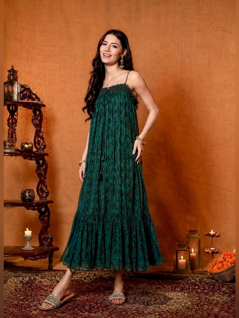 3.1 Phillip Lim Dark Teal Paisley Midi Dress